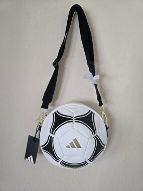 Adidas White & Black Soccer Ball Crossbody Bag